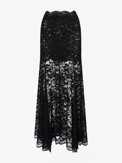 Rabanne Scalloped floral stretch-lace maxi skirt at Collagerie