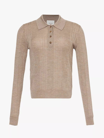 Reformation Hermia ribbed wool polo shirt at Collagerie