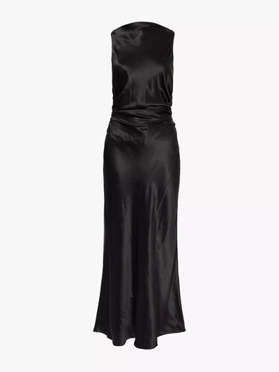 Reformation Casette cowl-neck ruched silk-charmeuse maxi dress at Collagerie