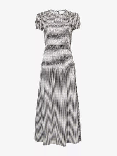 Reformation Kiria shirred-bodice check woven midi dress at Collagerie