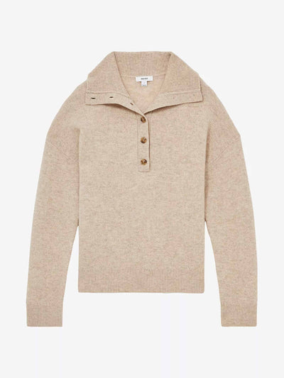 Reiss Ava open-neck long-sleeve wool and cashmere-blend jumper at Collagerie