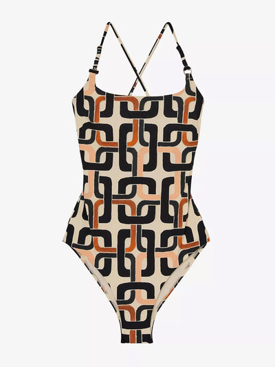Reiss Florence chain-print square-neck stretch-cotton swimsuit at Collagerie