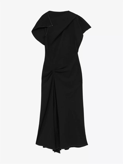 Reiss Saskia asymmetric draped woven midi dress at Collagerie