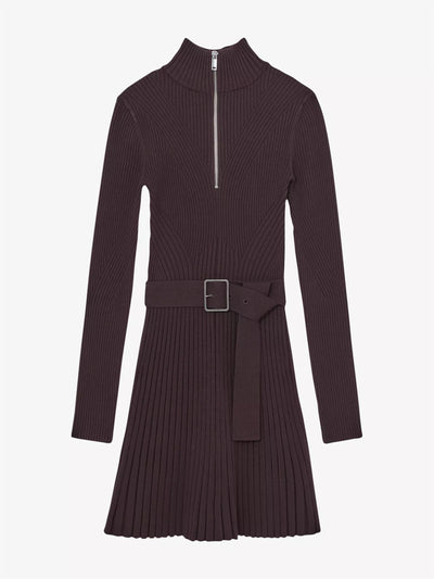 Reiss Vienna zip-neck long-sleeve stretch-knit mini dress at Collagerie