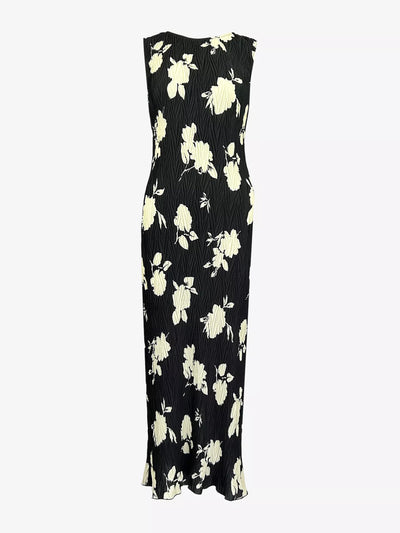 Ro&Zo Floral-print plisse crepe midi dress at Collagerie