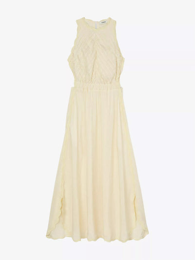 Sandro Lace-embroidered round-neck linen maxi dress at Collagerie