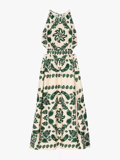 Sandro Leaf-print sleeveless woven maxi dress at Collagerie