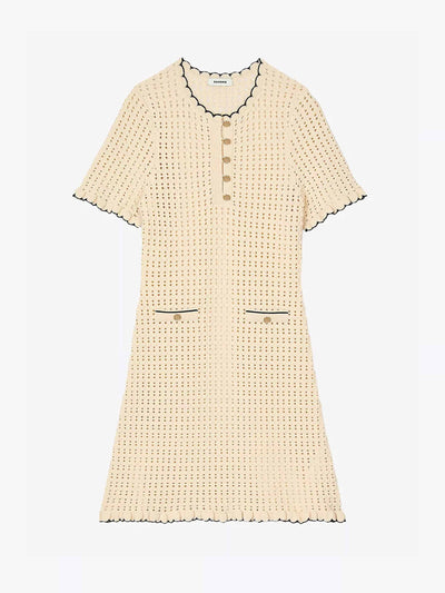 Sandro Scallop-trim knitted mini dress at Collagerie