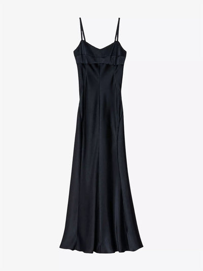 Sandro V-Neck sleeveless satin-effect midi dress at Collagerie