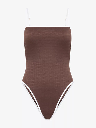 Seafolly Square-neck crinkle swimsuit at Collagerie