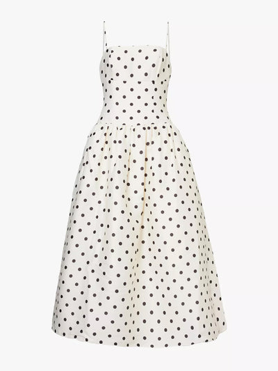 Self-Portrait Polka-dot-print two-slip-pockets woven midi dress at Collagerie