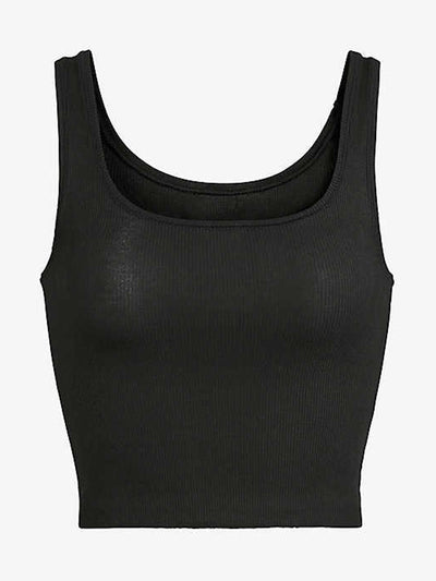 SKIMS Black ribbed stretch-cotton tank top at Collagerie