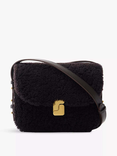 Soeur Bellissima mini shearling and leather cross body bag at Collagerie