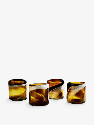 Soho Home Recycled-glass Lavinia tumblers in Amber/White (set of 4) at Collagerie