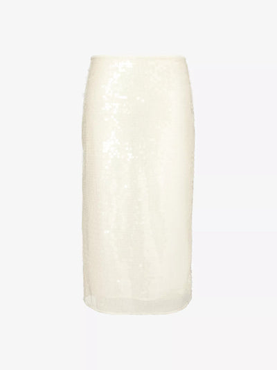 Stella McCartney Sequin fishnet-texture woven-blend midi skirt at Collagerie