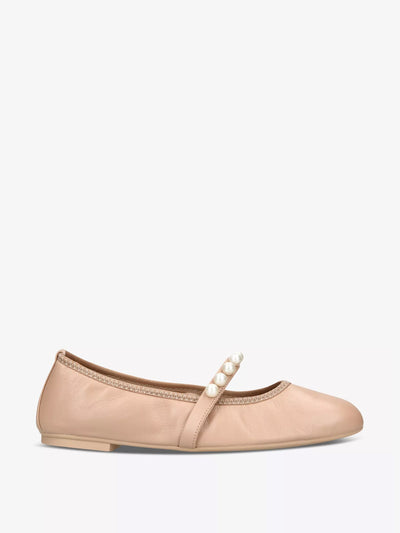 Stuart Weitzman Goldie pearl-embellished leather ballet flats at Collagerie