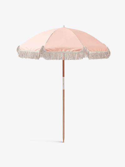 Sunnylife Pink fringed cotton beach umbrella at Collagerie