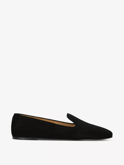 The Row Tippi slip-on suede loafers at Collagerie