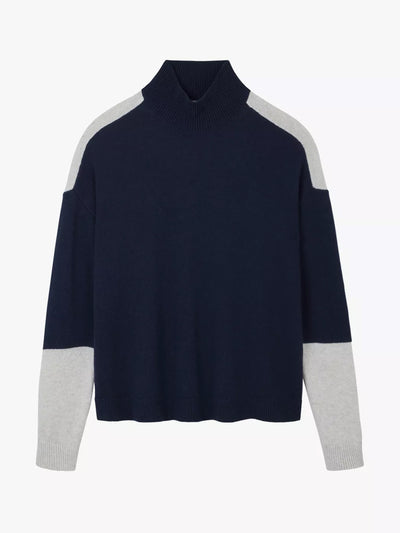 The White Company Funnel-neck colour-block wool and cashmere-blend jumper at Collagerie