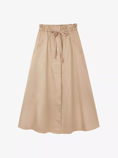 The White Company Paperbag-waist organic-cotton poplin midi skirt at Collagerie