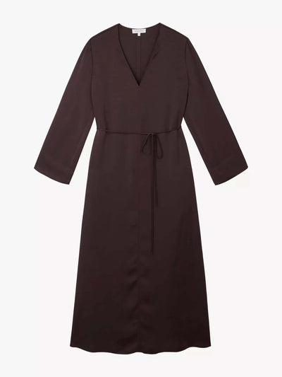 The White Company V-neck relaxed-fit satin midi dress at Collagerie