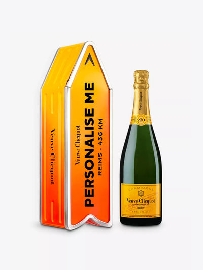 Veuve Clicquot Arrow Brut NV champagne with personalised tin at Collagerie