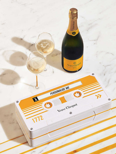 Veuve Clicquot Brut NV champagne with personalised tin at Collagerie