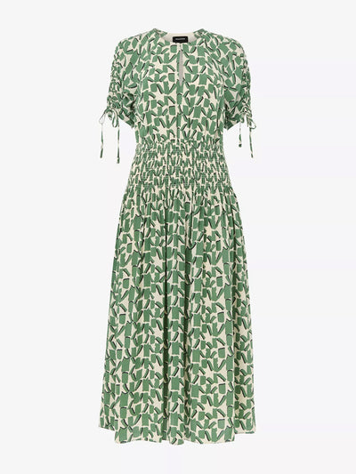 Whistles Abstract-pattern short-sleeved woven midi dress at Collagerie