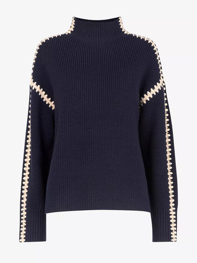 Whistles Blanket-stitch wool-blend jumper at Collagerie