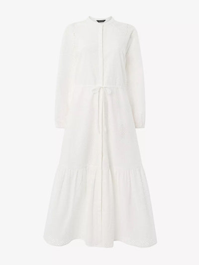 Whistles Broderie tie-waist cotton midi dress at Collagerie