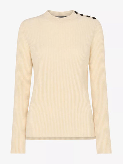 Whistles Buttoned-shoulder longline ribbed wool jumper at Collagerie