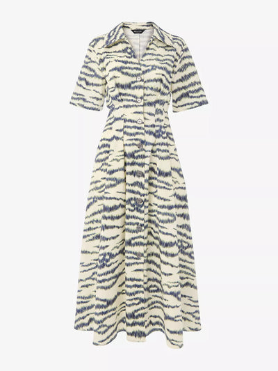 Whistles Feathered-tiger graphic-print cotton-blend midi dress at Collagerie