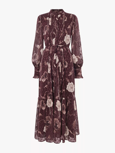 Whistles Floral-print tie-waist woven midi dress at Collagerie