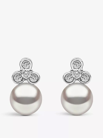 Yoko London Trend diamond and freshwater pearl earrings at Collagerie