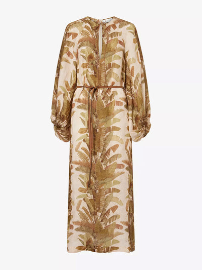 Zimmermann Ascension balloon-sleeves linen midi dress at Collagerie