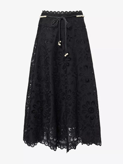 Zimmermann Rhiannon embroidered cotton midi skirt at Collagerie