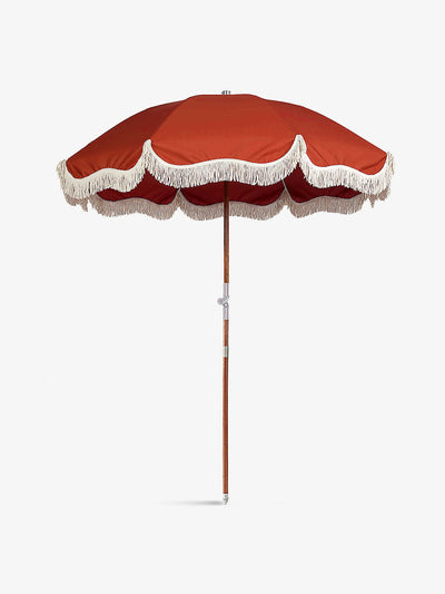 Business & Pleasure Co. Red tassel parasol at Collagerie