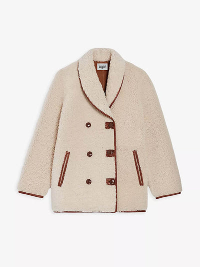 Claudie Pierlot Fanfan reversible suede and shearling-blend coat at Collagerie