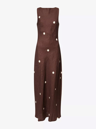 Dissh Beverly polka-dot linen midi dress at Collagerie