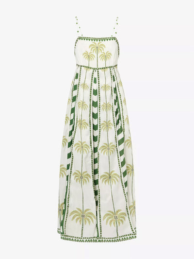Farm Rio Milani coco-palm print cotton maxi dress at Collagerie