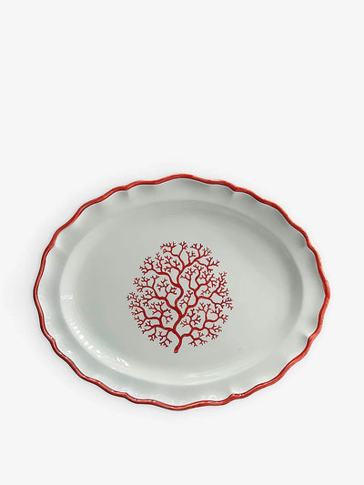 Les Ottomans Coral hand-painted ceramic charger plate at Collagerie