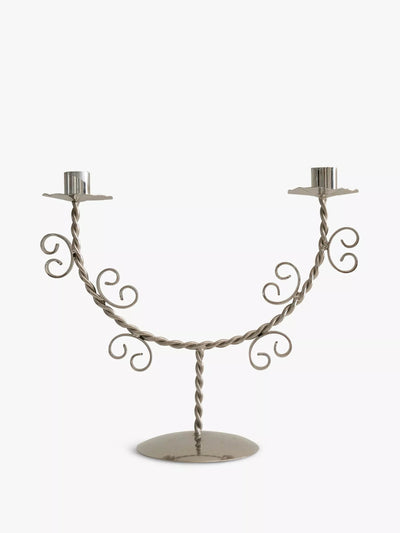 Sophie Lou Jacobsen Twist double-arm stainless-steel candlestick holder at Collagerie