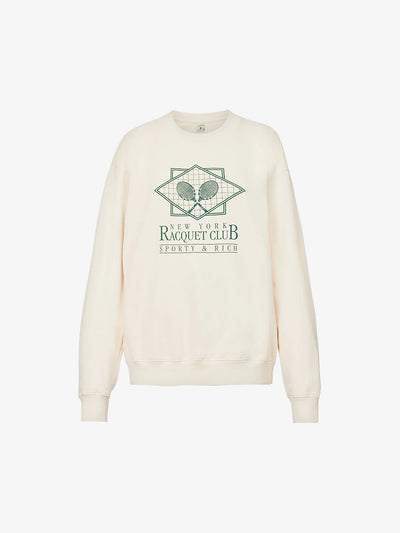 Sporty & Rich Racket Club logo-print cotton-jersey sweatshirt at Collagerie