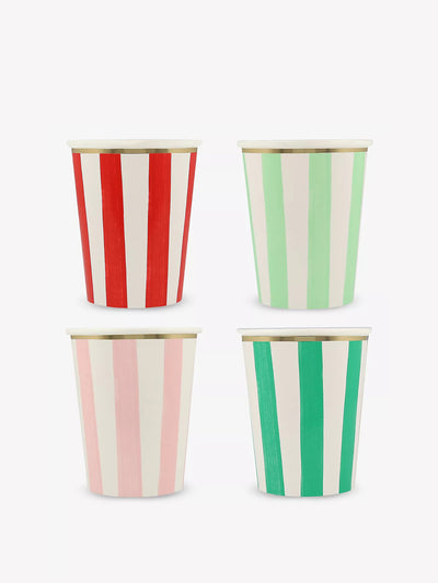Selfridges Edit Stripe gold-trim paper cups (pack of 8) at Collagerie