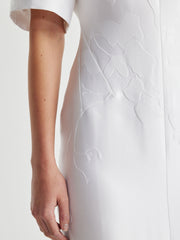 Sidres dress in optic white embossed cloque