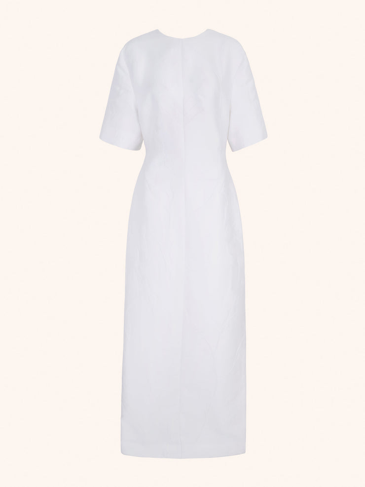 Sidres dress in optic white embossed cloque