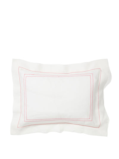 Volga Linen Small pillow with pink hemstitching at Collagerie