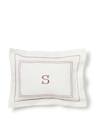Volga Linen Small pillow hemstitch, red at Collagerie