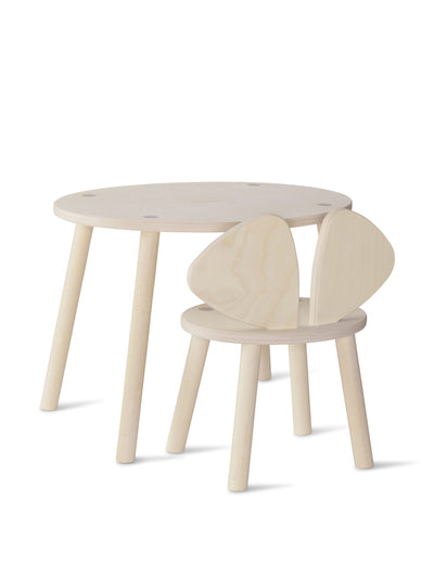 Nofred Birch mouse table and chair at Collagerie