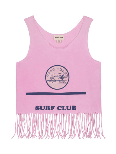 We Are Kids Pink fringe-detail cotton tank top at Collagerie